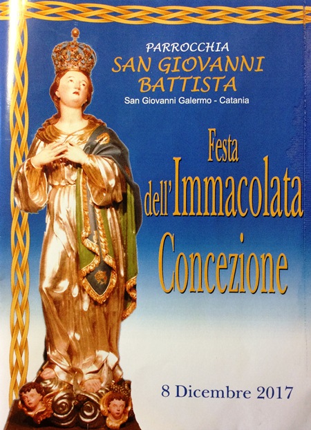 Programma Festa dell'Immacolata 2017 a San Giovanni Galermo - Catania.