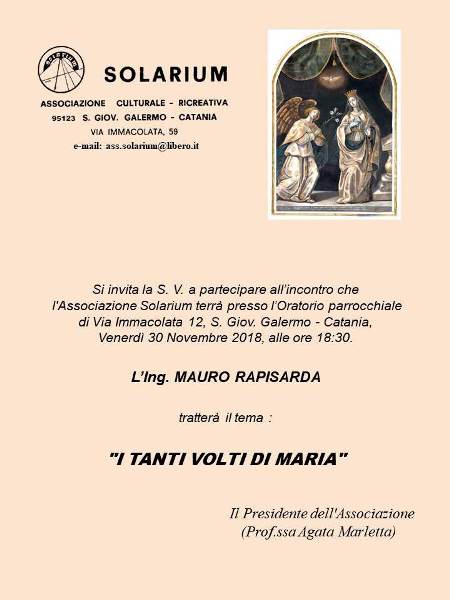 30/11/2018. La Conferenza in onore di Maria SS.Immacolata.