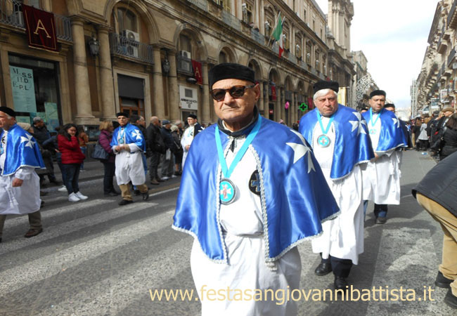03/02/2015. La confraternita San Giovanni Battista in processione per la festa di Sant'Agata.