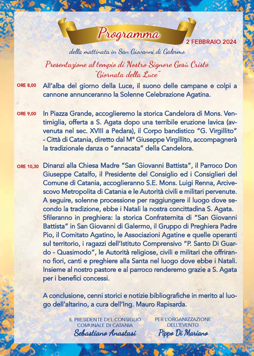 02/02/2024. Alcuni momenti della celebrazione annuale in onore di Sant'Agata in San Giovanni di Galermo.