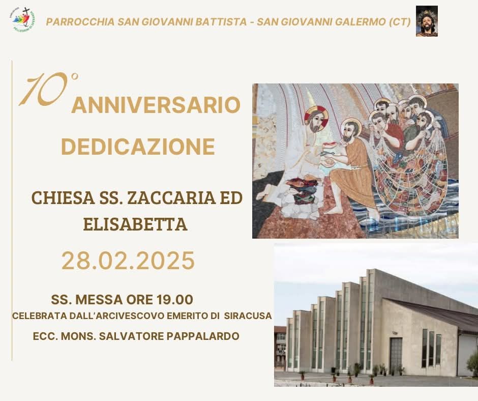 28/02/2025. Alcuni momenti della Santa Messa del X anniversario della Dedicazione della Nuova Chiesa dei Santi Zaccaria ed Elisabetta.