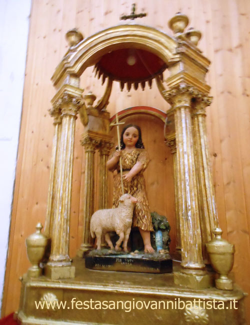 27/08/2017. Particolare della statua di Sangiovannino portata in processione a Vizzini ogni anno il 24 Giugno giorno della natività di San Giovanni Battista.