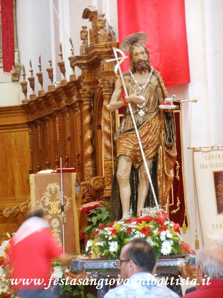 28/08/2018. Particolare della bellissima statua di San Giovanni Battista Patrono di Vizzini.