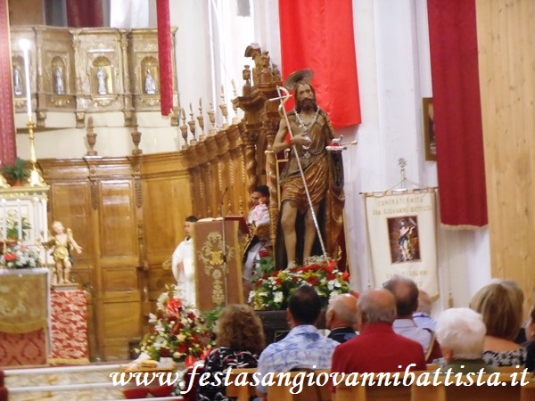 28/08/2018. Particolare della bellissima statua di San Giovanni Battista Patrono di Vizzini.